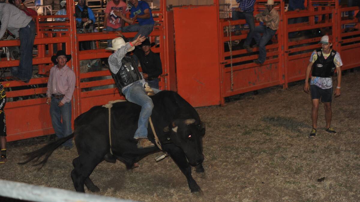 Daniel Rogan and Lil Soldier in the open bull ride.