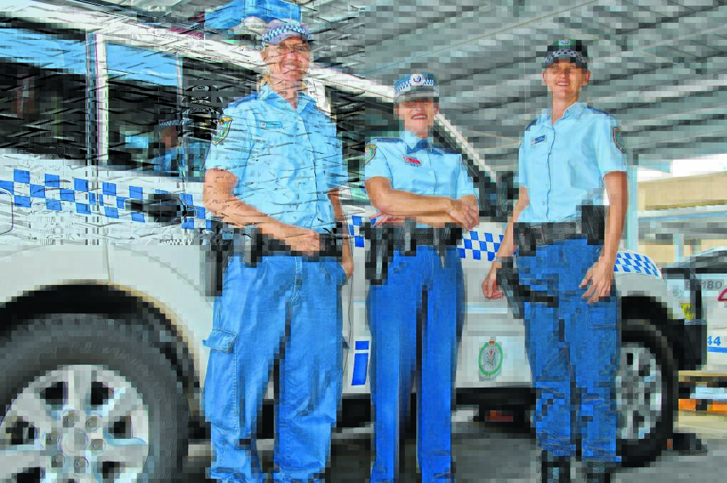 Senior Constable Ajarna Imrie, Inspector Kylie Chinnery and Sergeant Lani Campbell will welcome the Women in Policing relay which arrives in Moree today. 